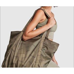 VS PINK OLIVE GREEN Weekender Tote BAG FOLDABLE AND PACKABLE WITH ALL OVER LOGO